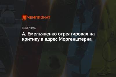 А. Емельяненко отреагировал на критику в адрес Моргенштерна