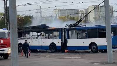 В парке на Гражданском проспекте сгорел троллейбус