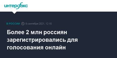 Элла Памфилова - Более 2 млн россиян зарегистрировались для голосования онлайн - interfax.ru - Москва - Россия