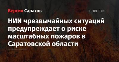 НИИ чрезвычайных ситуаций предупреждает о риске масштабных пожаров в Саратовской области