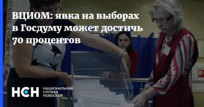 ВЦИОМ: явка на выборах в Госдуму может достичь 70 процентов