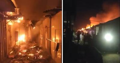 В ночном небе алый дым: крупный пожар произошел на рынке в Киргизии