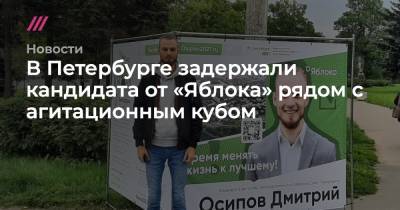 В Петербурге задержали кандидата от «Яблока» рядом с агитационным кубом