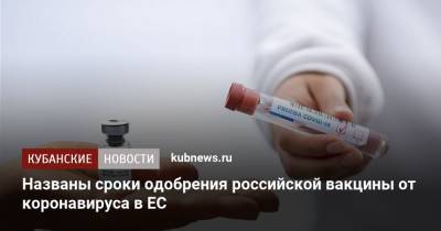 Названы сроки одобрения российской вакцины от коронавируса в ЕС