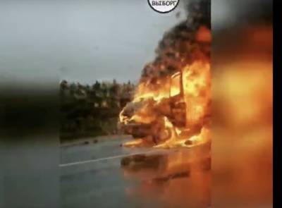 Видео: на трассе у Толоконниково сгорела «Газель»