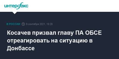 Косачев призвал главу ПА ОБСЕ отреагировать на ситуацию в Донбассе