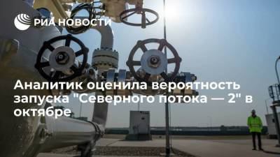 Газовый аналитик Цыганкова: вероятность запуска "Северного потока — 2" в октябре невелика