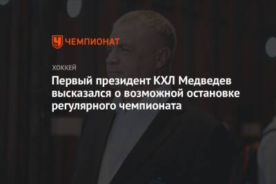 Первый президент КХЛ Медведев высказался о возможной остановке регулярного чемпионата