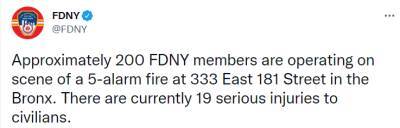 Эрик Адамс - В Нью-Йорке в масштабном пожаре в многоэтажке погибли 19 человек, среди них 9 детей - kompromat.name - США - Нью-Йорк - Нью-Йорк