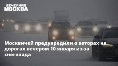 Москвичей предупредили о заторах на дорогах вечером 10 января из-за снегопада