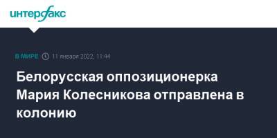 Белорусская оппозиционерка Мария Колесникова отправлена в колонию