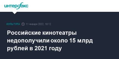 Российские кинотеатры недополучили около 15 млрд рублей в 2021 году