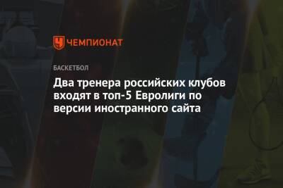 Два тренера российских клубов входят в топ-5 Евролиги по версии иностранного сайта