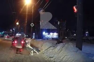 В Рязани сняли на видео «мучения» женщины с ребёнком на заваленном снегом переходе