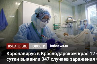 Коронавирус в Краснодарском крае 12 января: за сутки выявили 347 случаев заражения COVID-19