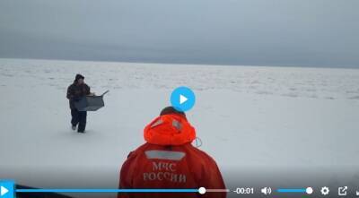 В Финском заливе рыбака унесло на оторвавшейся льдине - подоспели спасатели на воздушном вездеходе