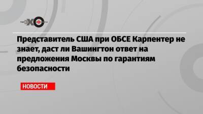 Представитель США при ОБСЕ Карпентер не знает, даст ли Вашингтон ответ на предложения Москвы по гарантиям безопасности