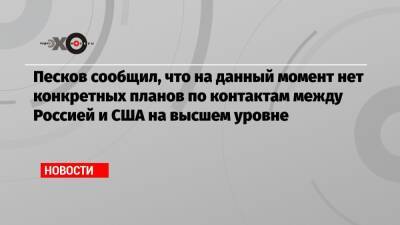 Песков сообщил, что на данный момент нет конкретных планов по контактам между Россией и США на высшем уровне