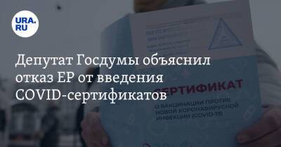 Депутат Госдумы объяснил отказ ЕР от введения COVID-сертификатов
