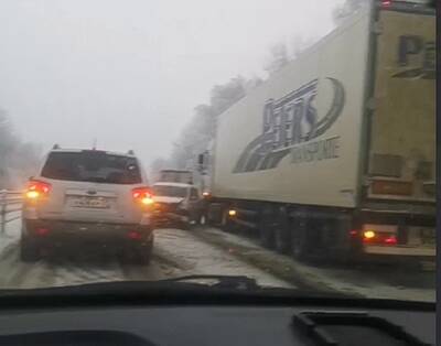 Капризы погоды парализовали движение на дорогах Смоленской области