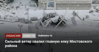 Сильный ветер свалил главную елку Мостовского района