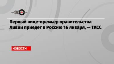 Первый вице-премьер правительства Ливии приедет в Россию 16 января, — ТАСС