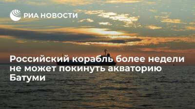 Российский корабль не может покинуть акваторию Батуми более недели из-за шторма