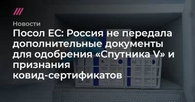 Посол ЕС: Россия не передала дополнительные документы для одобрения «Спутника V» и признания ковид-сертификатов