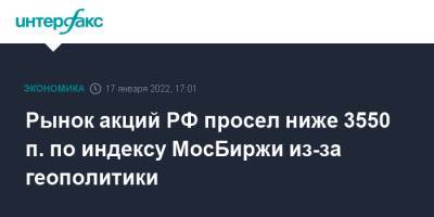 Рынок акций РФ просел ниже 3550 п. по индексу МосБиржи из-за геополитики