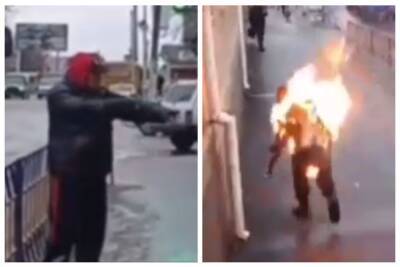 Пришел к стенам полиции: появились детали и видео самосожжения мужчины на Одесчине