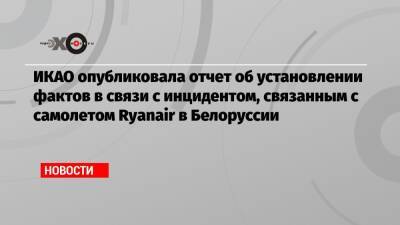ИКАО опубликовала отчет об установлении фактов в связи с инцидентом, связанным с самолетом Ryanair в Белоруссии