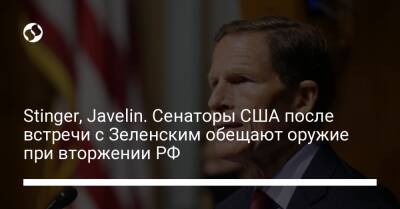 Владимир Зеленский - Владимир Путин - Эми Клобушар - Ричард Блюменталь - Stinger, Javelin. Сенаторы США после встречи с Зеленским обещают оружие при вторжении РФ - liga.net - Россия - США - Украина