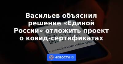 Васильев объяснил решение «Единой России» отложить проект о ковид-сертификатах