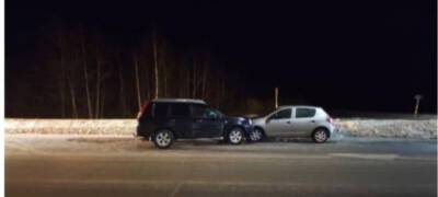 Дама за рулем устроила столкновение на встречной полосе на трассе в Карелии