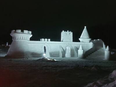 Скульптор в Городце создал из снега сказочный замок