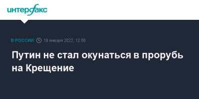 Путин не стал окунаться в прорубь на Крещение