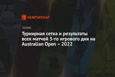 Australian Open — 2022, 19 января, турнирная сетка и результаты всех матчей