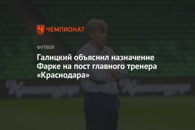 Галицкий объяснил назначение Фарке на пост главного тренера «Краснодара»