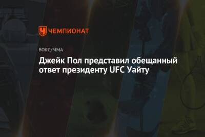 Богдан Уайт - Джейк Пол - Джейк Пол представил обещанный ответ президенту UFC Уайту - championat.com