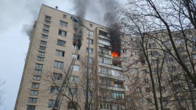 32 спасателя тушили горящую квартиру на седьмом этаже дома в Петербурге — видео
