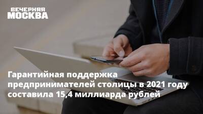 Гарантийная поддержка предпринимателей столицы в 2021 году составила 15,4 миллиарда рублей