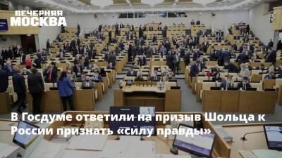 В Госдуме ответили на призыв Шольца к России признать «силу правды»
