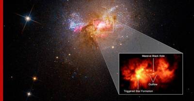 "Хаббл" обнаружил черную дыру, стимулирующую образование звезд в карликовой галактике