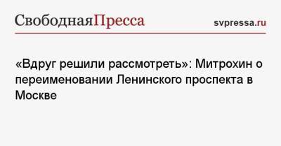 «Вдруг решили рассмотреть»: Митрохин о переименовании Ленинского проспекта в Москве