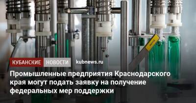 Промышленные предприятия Краснодарского края могут подать заявку на получение федеральных мер поддержки