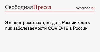 Эксперт рассказал, когда в России ждать пик заболеваемости COVID-19 в России