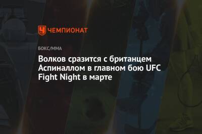 Волков сразится с британцем Аспиналлом в главном бою UFC Fight Night в марте