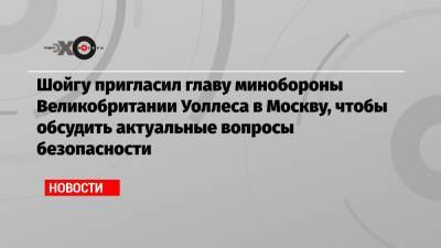 Шойгу пригласил главу минобороны Великобритании Уоллеса в Москву, чтобы обсудить актуальные вопросы безопасности