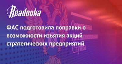 ФАС подготовила поправки о возможности изъятия акций стратегических предприятий - readovka.ru