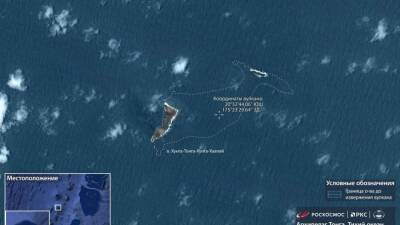 «Роскосмос» показал снимок разрушенных островов после извержения вулкана в Тихом океане
